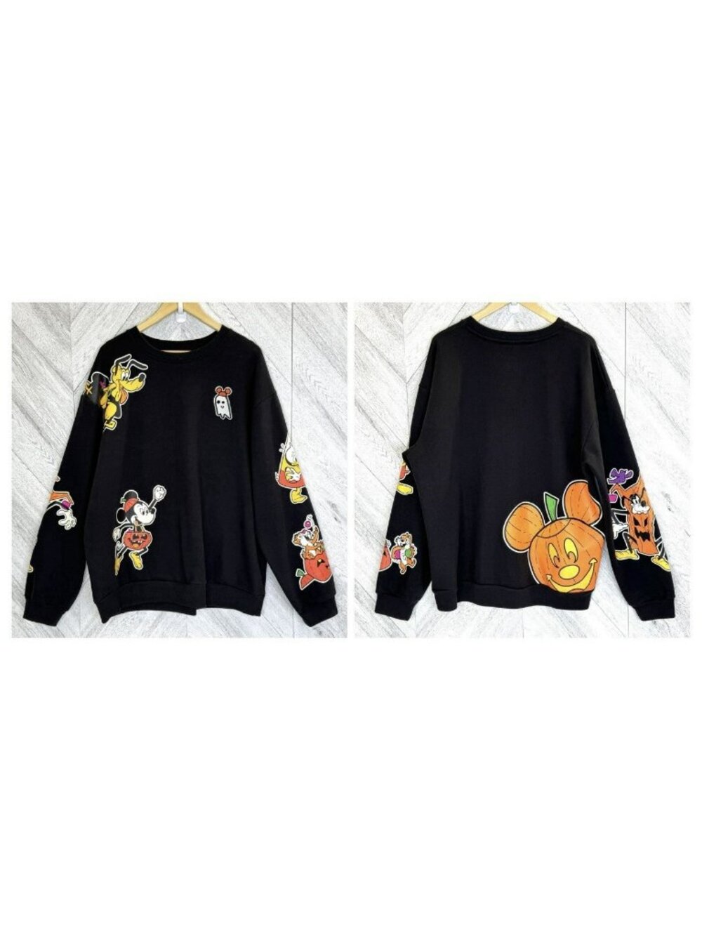 Disney Mickey Mouse & Friends Halloween Sweatshirt Mens XL Candy Corn Ghost